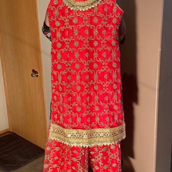 Party wear peach color sharara suit ladies suit - Picture 3 of 3